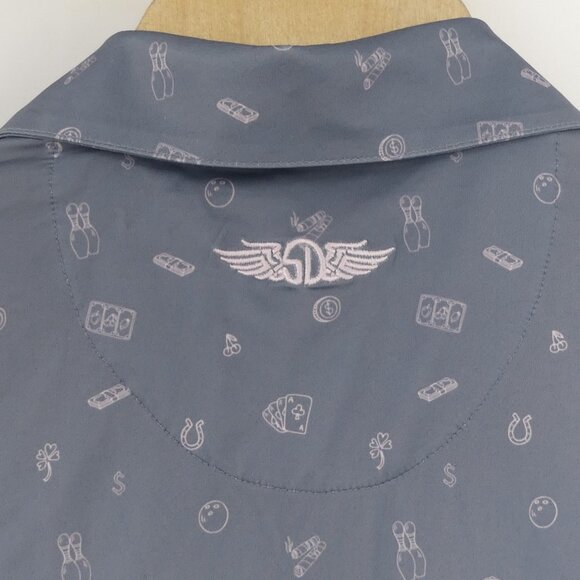 Straight Down Performance Men's Large Polo Shirt Bowling Gambling AOP - Picture 6 of 7